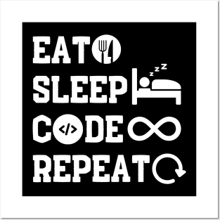 Eat Sleep Code Repeat Posters and Art